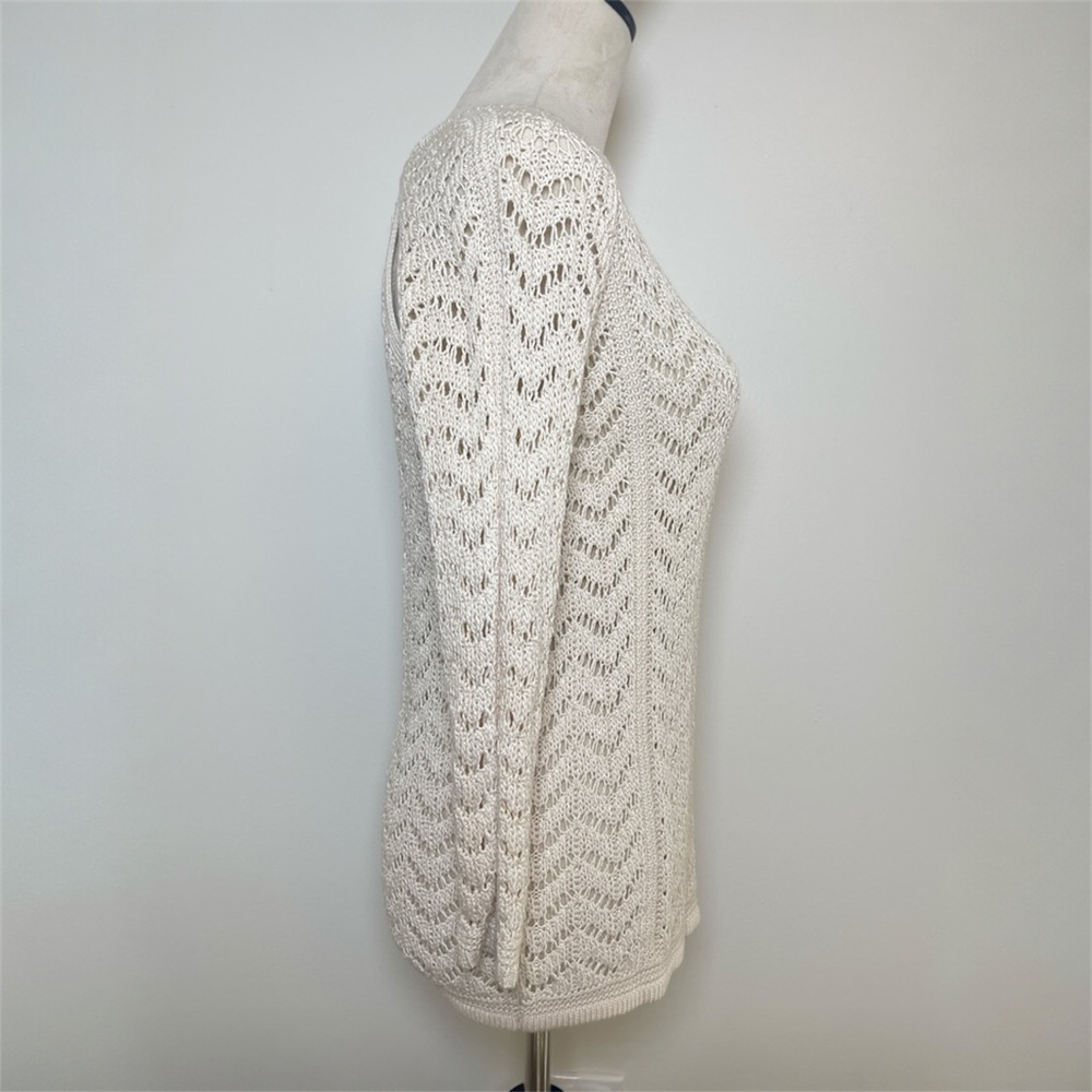 Club Monaco Cream Open Knit Woven Pullover Sweater XS - Picture 2 of 8